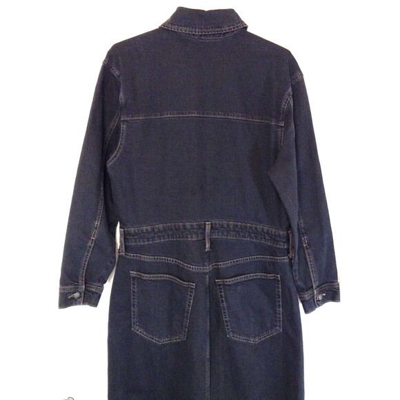Vtg Y2K Denim Jean Maxi Dress Wn 12 Black Long Sleeve Stretch Western Grunge 90s - Picture 6 of 9